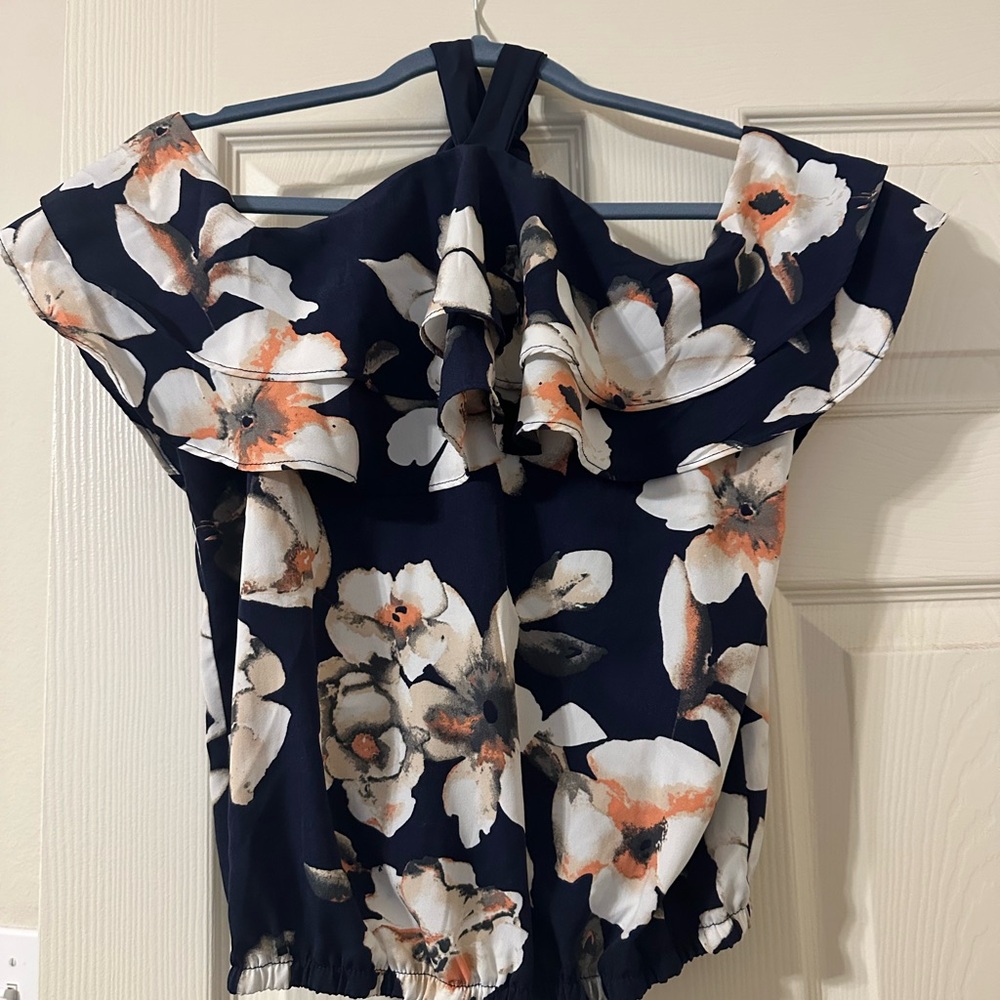 MM Brand. Floral Off-Shoulder Halter Top | Size M
